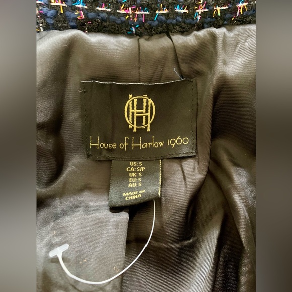 NWOT House of Harlow Double Breasted Button Blue Tweed Blazer Jacket Sz. Small - Picture 2 of 16